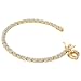18k Gold Over Sterling Silver 7.25 inch Two Toned Heart Charm 4mm Box with Tongue Clasp Bracelet