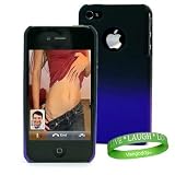 Fuze Color Apple iPhone 4S Accessories Kit: BLUE TO BLACK FuzeColor Stylish Hard Snap On Cover + Live * Laugh * Love Wrist Band!!!