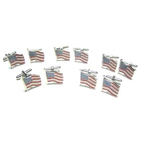 Wholesale American Flag Cufflink Lot : 5 Pairs of Patriotic USA Flag Cufflinks W Gift Boxes