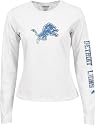 Detroit Lions Women's White Long Sleeve Giant Logo Too Tee