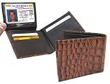 TAN LEATHER CROC PRINT Flip Top BIFOLD GIFT WALLET ... from Hibiscus Express