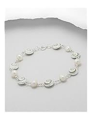 White (Natural) Fresh Water Pearls Bracelet In 92.5 Sterling Silver