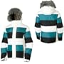 Planet Earth Puff Kitty Jacket - Women's White/Teal/Black, XL