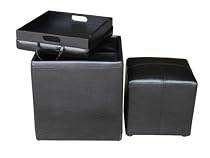 Global Distinctions Buy-One-Get-One-Free Ottoman Set, Black