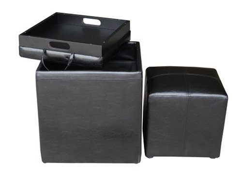 Global Distinctions Buy-One-Get-One-Free Ottoman Set, Black