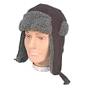 Mens Boys Fleece Trapper Black and Grey Trim A444 Hat