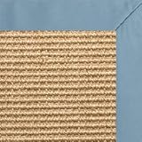 Khaki Sisal Rug with Steel Blue Designer Cotton Binding - 2x3