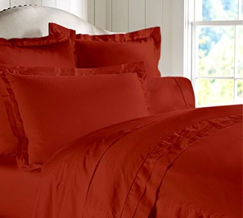Egyptian cotton Luxurious Sheet Set with 24" Deep Pocket 800 TC Solid by Elegant Bedware ( Cal-King , Tomato Red )