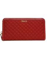 Prada Red Quilted Leather and Nylon Zip Around Wallet 1M1183 at ...  
