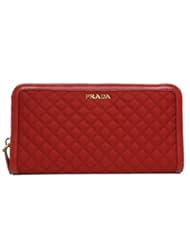 Apparel: Prada 1M0506 Wallet in Stitched Quilted Pattern Red Fuoco Leather and Nylon