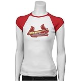 St Louis Cardinals White Ladies Swarovski Crystal Capped Sleeve T-shirt