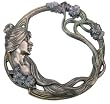 Art Nouveau Colette and Flower Mirror - Cold Cast Resin - 14.5'' Height