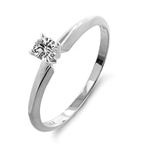14k White or Yellow Gold Round 4-Prong Solitaire Diamond Ring (1/6 ct, I-J Color, I1-I2 Clarity)