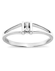 10k White Gold 2-Stone Split-Bale Diamond Ring (0.08 cttw, J-K Color, I2-I3 Clarity)
