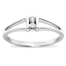 10k White Gold 2-Stone Split-Bale Diamond Ring (.08 cttw, J-K Color, I2-I3 Clarity) by 