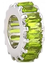 Sterling Silver Peridot August Birthstone Large Baguette Spacer Wheel Bead