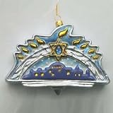 Polonaise Menorah Hanukkah Glass Holiday Ornament #AP3112