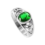 Sterling Silver Emerald Green Cubic Zirconia Oval 9 x 7mm Polished Finish 3mm Band Ring Size 6, 7, 8, 9