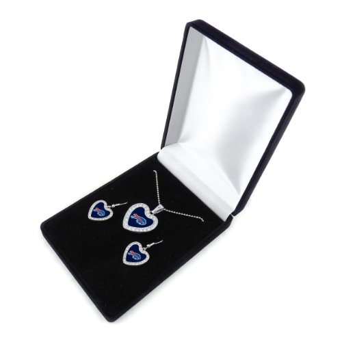 NFL Buffalo Bills Reversible Crystal Heart Pendant and Earrings in Satin Box