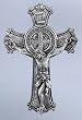 Pack of 4 Renaissance Silver Saint Benedict Crucifixes 10.25"