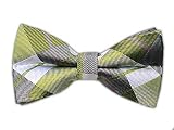 100% Silk Woven Lime Plaid Pre-Tied Bow Tie