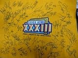 Falcons, Atlanta (1999) Autographed/Hand Signed Super Bowl XXXIII Hand-made cloth Flag by the 1999 A