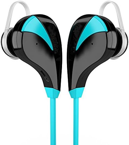 Wireless Bluetooth Headphones Noise Cancelling Earset Stereo Earphones Headsets with Microphone Sweatproof Sports Gym Earbuds Headset for Android IOS Smart Cell Phones/devices (Blue)