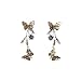 Antique Gold Butterfly Front To Back 2 In 1 Double Sided Long Drop Earrings