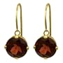 14k Yellow Gold 8mm Garnet Fish Hook Dangle Earrings