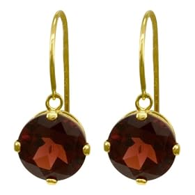 14k Yellow Gold 8mm Garnet Fish Hook Dangle Earrings by Amazon.com Collection