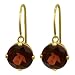 14k Yellow Gold 8mm Garnet Euro Wire Dangle Earrings