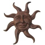 Sun Plaque Smiling Rustic Brown Cast Iron Wall Decor