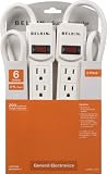 Belkin 6-Outlet Surge Protector 2-Pack with 2 feet cord