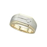 14K Two Tone Gold 0.12 ct. Bezel Set Diamond Men's Ring