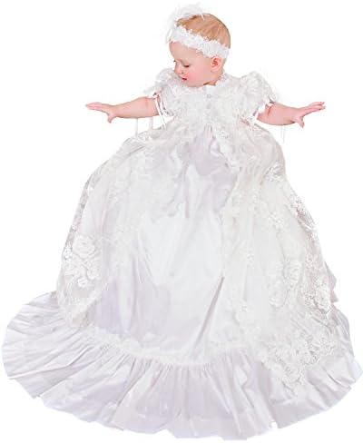 Sophi Silk and Lace Christening or Baptism Gown for Girls, Made in USA