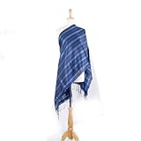 Olive N Figs 100% Silk Striped Blue Shawl/Wrap