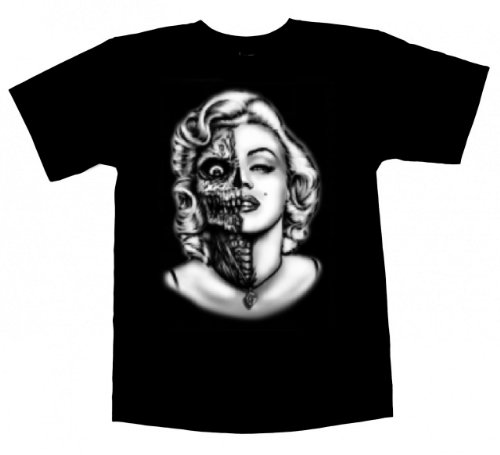 Marilyn Monroe Men's Shirt Sugar Skull Zombie Gangsta Black Shirt