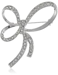 Napier "Giftable" Silver-Tone and Crystal Bow Pin