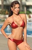 UjENA Metallic Banded Thong Bikini Swimsuit