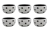 Terramoto Ceramic Polka Dots 3-Inch Mini Bowls, Black on White, Set of 6