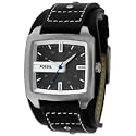 Fossil Black Dial W/Black Leather Band - Men's