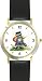 Raccoon in Overalls Holding Valentine's Day Heart by Artist: Sylvia Long - WATCHBUDDY&reg; DELUXE TWO-TONE THEME WATCH - Arabic Numbers - Black Leather Strap-Size-Women's Size-Small