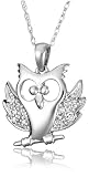 14k Choice of White or Yellow Gold "Jewels of Nature" Diamond Owl Pendant (.06 cttw, G-H Color, I1 Clarity) by Amazon.com Collection
