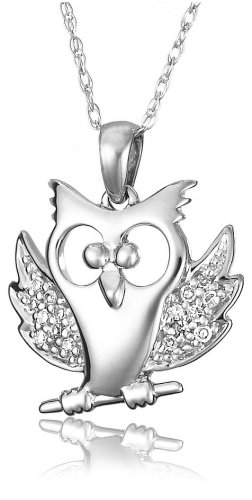 14k Choice of White or Yellow Gold 'Jewels of Nature' Diamond Owl Pendant (.06 cttw, G-H Color, I1 Clarity)