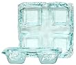 Spanish Recycled Textured Glass Square 4 Section Dip Bowl 11 3/4"Dx2 1/4"H