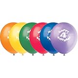 12" Latex Happy 4th Birthday Balloons, 6ct