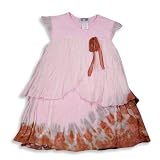 Soup - Toddler Girls Cap Sleeve Knit And Silk Dress, Pink, Brown (Size 3T)