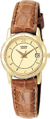 Citizen Women's EU0512-07P Gold-Tone Brown Leather Strap Watch