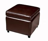 IMAGE OF Storage Ottoman Contemporary Style in Dark Brown Leather