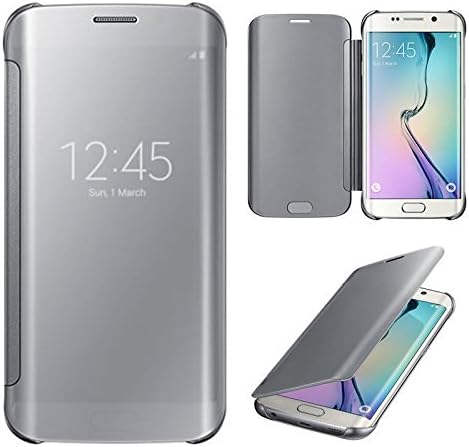 Galaxy S6 Edge Case, iNuck Ultra Slim Fit Luxury Clear Mirror Flip Protective Case Cover [Shock Absorbent] for Samsung Galaxy S6 Edge - Retail Packaging (Silver)